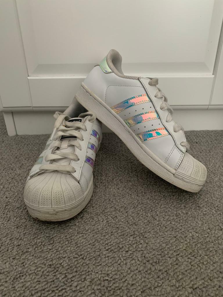 adidas white holographic trainers